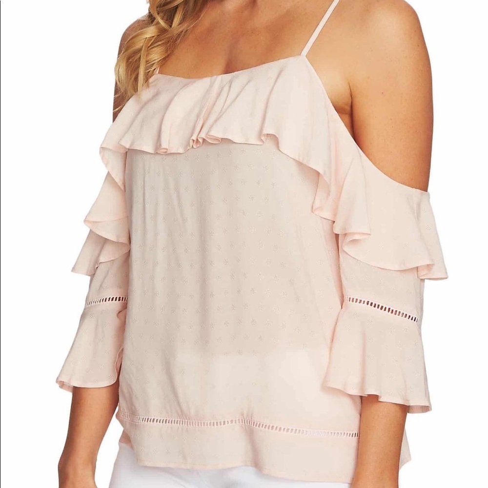 CeCe by Cynthia Steffe Ruffle Cold Shoulder Blouse